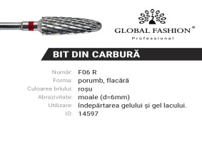 Karbür uç frezesi, mısır, kırmızı çentik F06 R